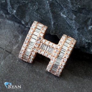 0.50ctw Baguette & Round Diamond H Slider Pendant