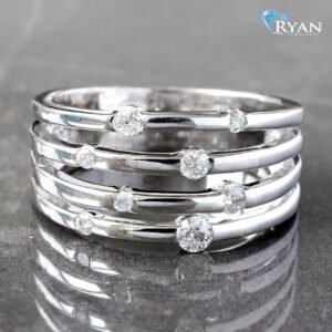 RING GW 10K 0.25CTW FOUR ROW OPEN BAND COSMO SETTING