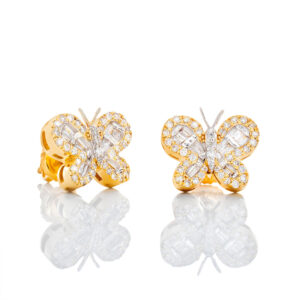 0.40ctw Round & Baguette Cut Diamond Butterfly Studs