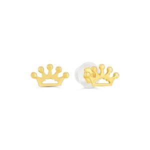 EARRINGS GY 14K HIGH POLISHED CROWN STUDS