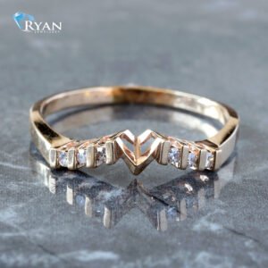 0.03ctw Slight Contoured Band with V Shape and Vertical Channel Set Accents