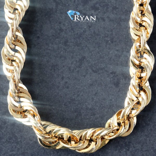 Ryan Rope Chain CHAIN GY 10K 24 INCH SEMI HOLLOW LASER ROPE 7.00MM - ryanjewellers.ca