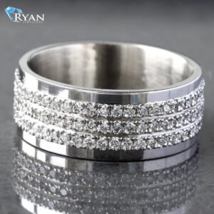 1.45CTW Natural Diamond Three Row Shared Prong Eternity Band