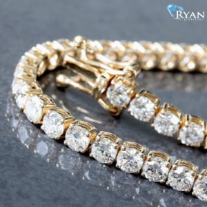 6.61CTW Round Four Prong Yellow Gold Diamond Tennis Bracelet