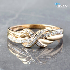 0.08CTW Natural Diamond X Center With Cross Over High Polish Band