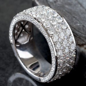 4.75CTW LAB Grown 5 Row alternating Small and Large Round Diamonds with North South Diamond Sides, &5% Eternity Band