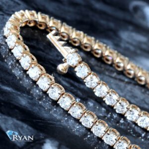 3.00CTW Round Cut Four Prong Yellow Gold Diamond Tennis Bracelet