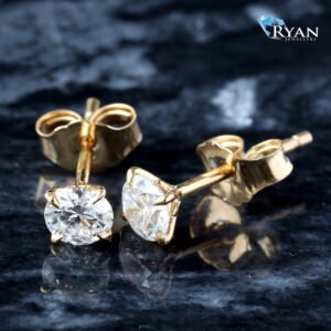 0.55ctw Round Solitaire Four Prongs Floral Basket Diamond Studs