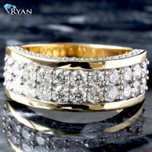 2.25ctw Two Row Prongs Set with Pave Sides