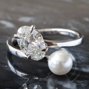 1.51ct Oval Solitaire with Pearl Cross Over