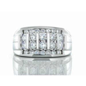 1.00ctw Five Row Vertical and Two Row Horizonal Channel Set Diamond Band 14k White Gold