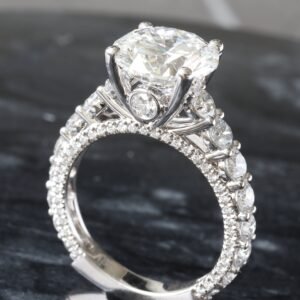6.60ctw Round Lab Solitaire Graduated Diamond Mount With Bezel Set Head Ring