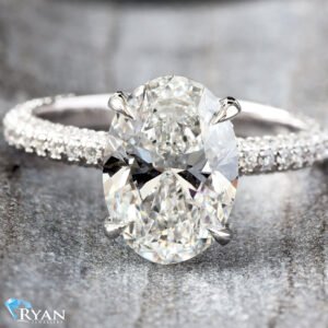4.10ctw Oval Cut Diamond Three Sided Shoulders