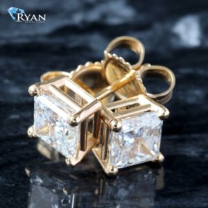 2.01ctw Princess Cut Diamond Studs
