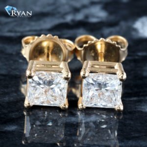 2.01ctw Princess Cut Diamond Studs