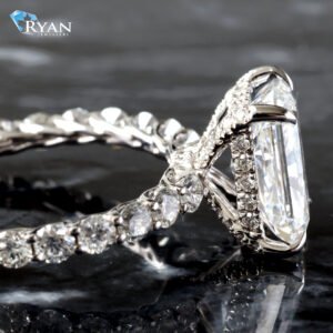 4.46ctw Radiant Solitaire Bubble Set Diamond Shoulders
