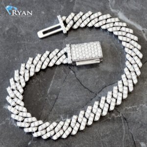 6.74CTW Round Single Row Honeycomb Cuban Bracelet