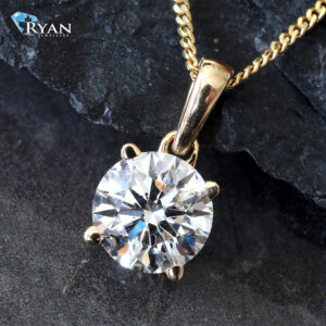 1.50ctw Round Solitaire Four Prong with High Polished Bail Pendant