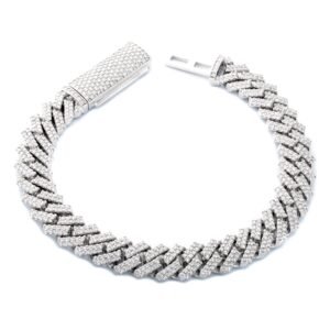 6.19ctw Lab Diamond Two Row Square Miami Cuban Bracelet