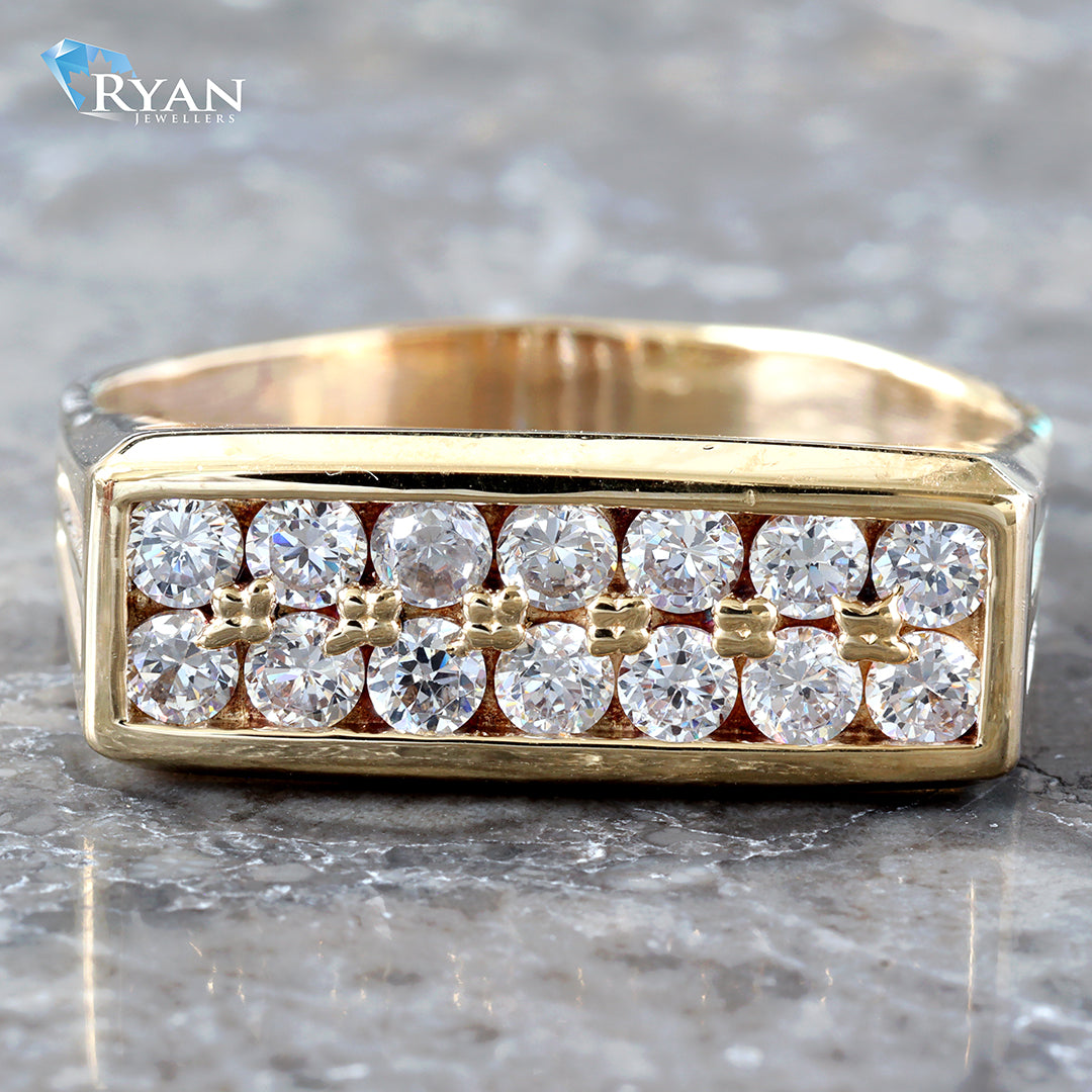 Two Row Cubic Men’s Ring