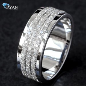 1.53CTW LAB Grown 3 Row Pave Eternity White Gold Men's Band