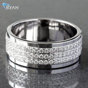 1.53CTW LAB Grown 3 Row Pave Eternity White Gold Men's Band