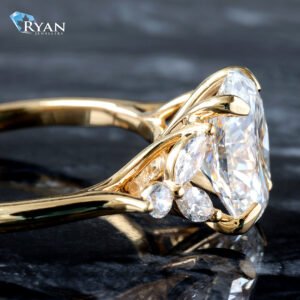 2.81ctw Oval Solitaire with Marquise and Round Diamonds Floral Design Shoulders