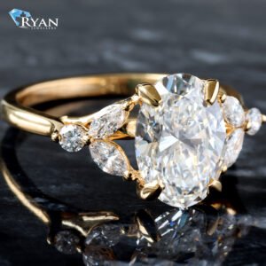 2.81ctw Oval Solitaire with Marquise and Round Diamonds Floral Design Shoulders
