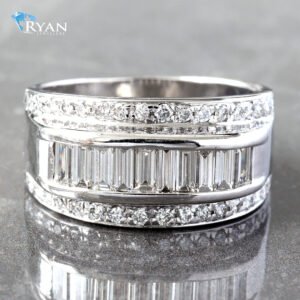 1.50CTW Natural Emerald Diamond Raised Center with Pave Channel Sides