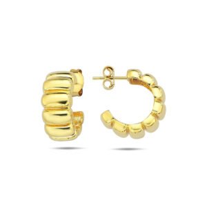 High Polished Wide Ribbed Hoops on Studs