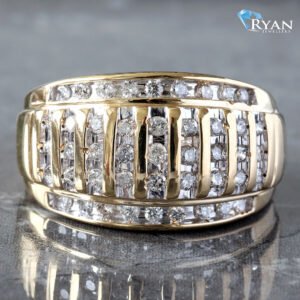 0.75CTW Round Diamond Vertical Channel Set Dome Ring