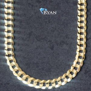 CHAIN GY 10K 24 INCHES 4.20MM SOLID FLAT BEVELED EDGE CURB LINKS