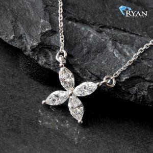 0.44CTW LAB Tiffany Inspired Victoria Flower Necklace