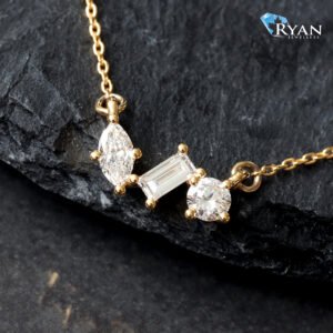 0.33CTW LAB 3 Stone- Marquise, Emerald & Round Mosaic Necklace