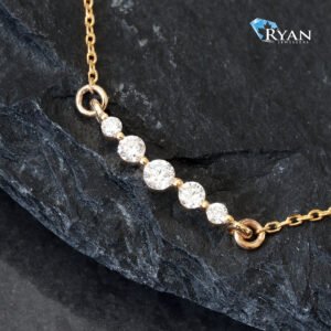 0.15CTW LAB Graduated 5 Stone Bubble Bar On Rolo Chain