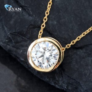 1.04CTW LAB Round Diamond Bezel Set Necklace With Chain