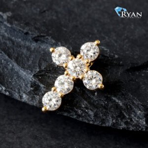 0.50CTW LAB Mini Bubble Prong Set Cross Pendant