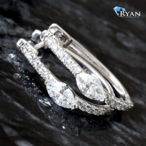 0.75CTW LAB Oval Shaped Hoop With Marquise Accent Center