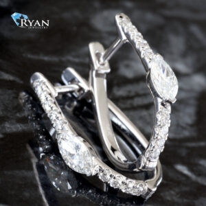 0.75CTW LAB Oval Shaped Hoop With Marquise Accent Center