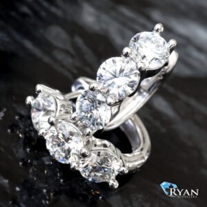 2.00CTW LAB Three Round Diamond Shared Prong Huggie Hoops
