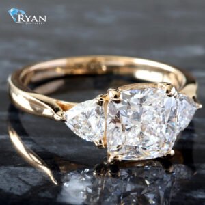 2.50ctw Cushion & Trillion Cut Three Stone Diamond Ring