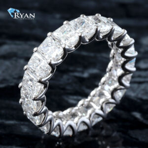 6.09CTW LAB Radiant Cut Scallop Set Full Eternity Band