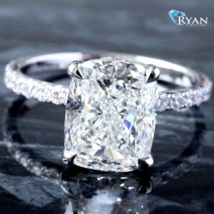 4.66CT WLAB Cushion Cut Center With Pave Shoulders And Hidden Halo