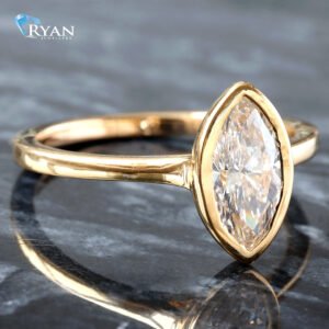 1.04CTW LAB Marquise Bezel Set High Polish ring