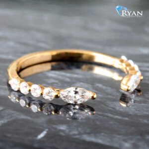 0.37CTW LAB Marquise & Round Single Prong Open Face Band