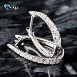 0.50CTW LAB Pave Set Oval Shaped Hoops