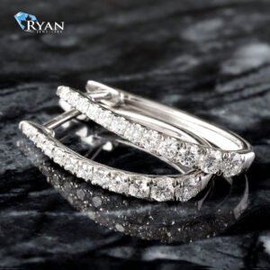 0.50CTW LAB Pave Set Oval Shaped Hoops