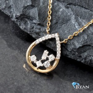 0.10CTW LAB Pear Shape Half Pave Pendant With 6 Diamond Center