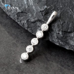 0.15ctw Five Vertical Bezel Set Diamond Drop Pendant