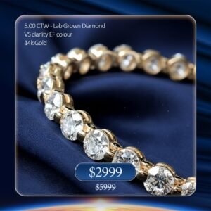 5.00ctw Single Shared Prong Set Diamond Tennis Bracelet